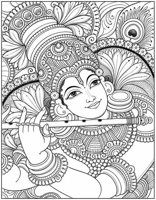 Beautiful Krishna with Flute Canvas Painting Kit