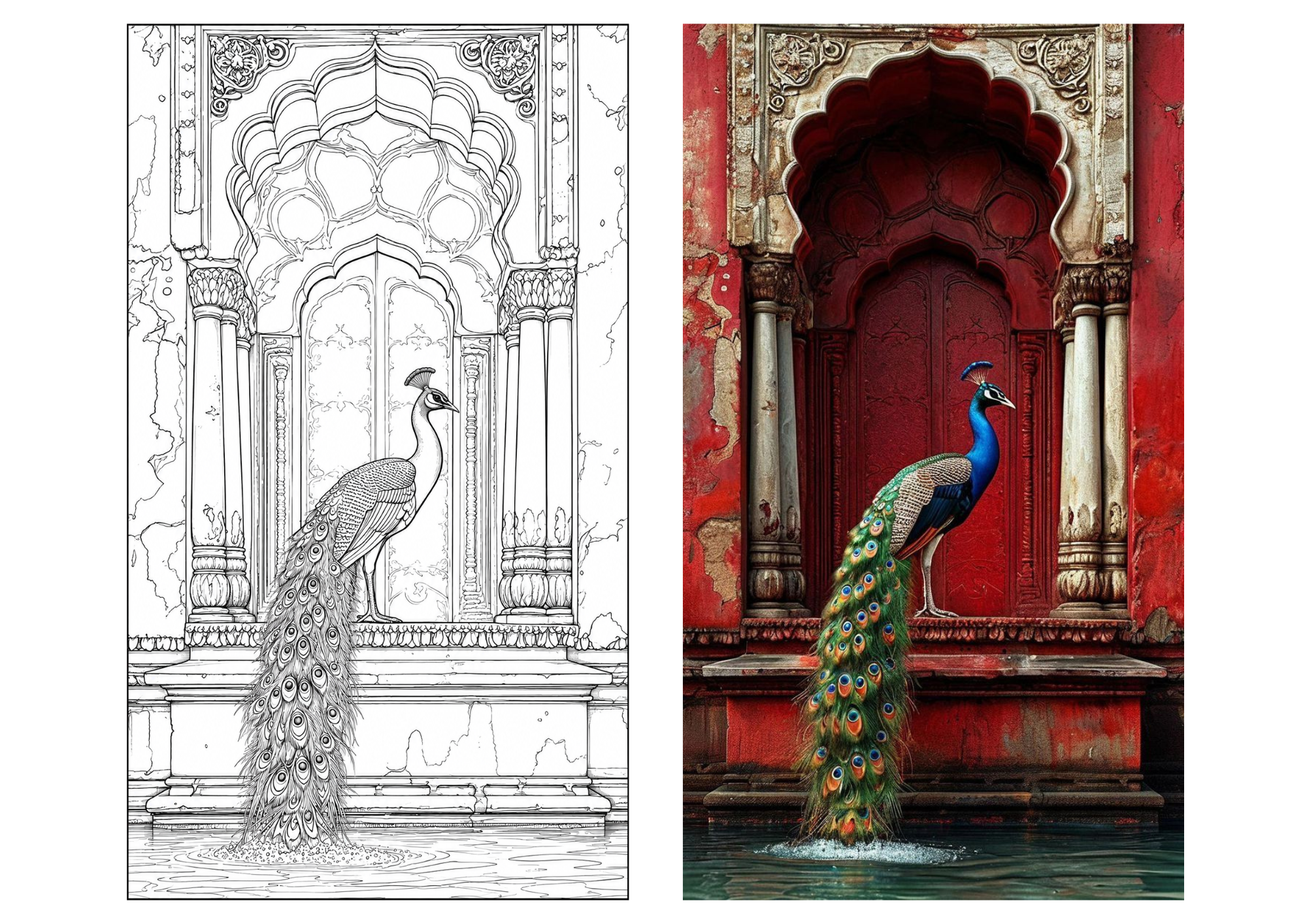 Peacock Canvas Painting Sketch ONLY