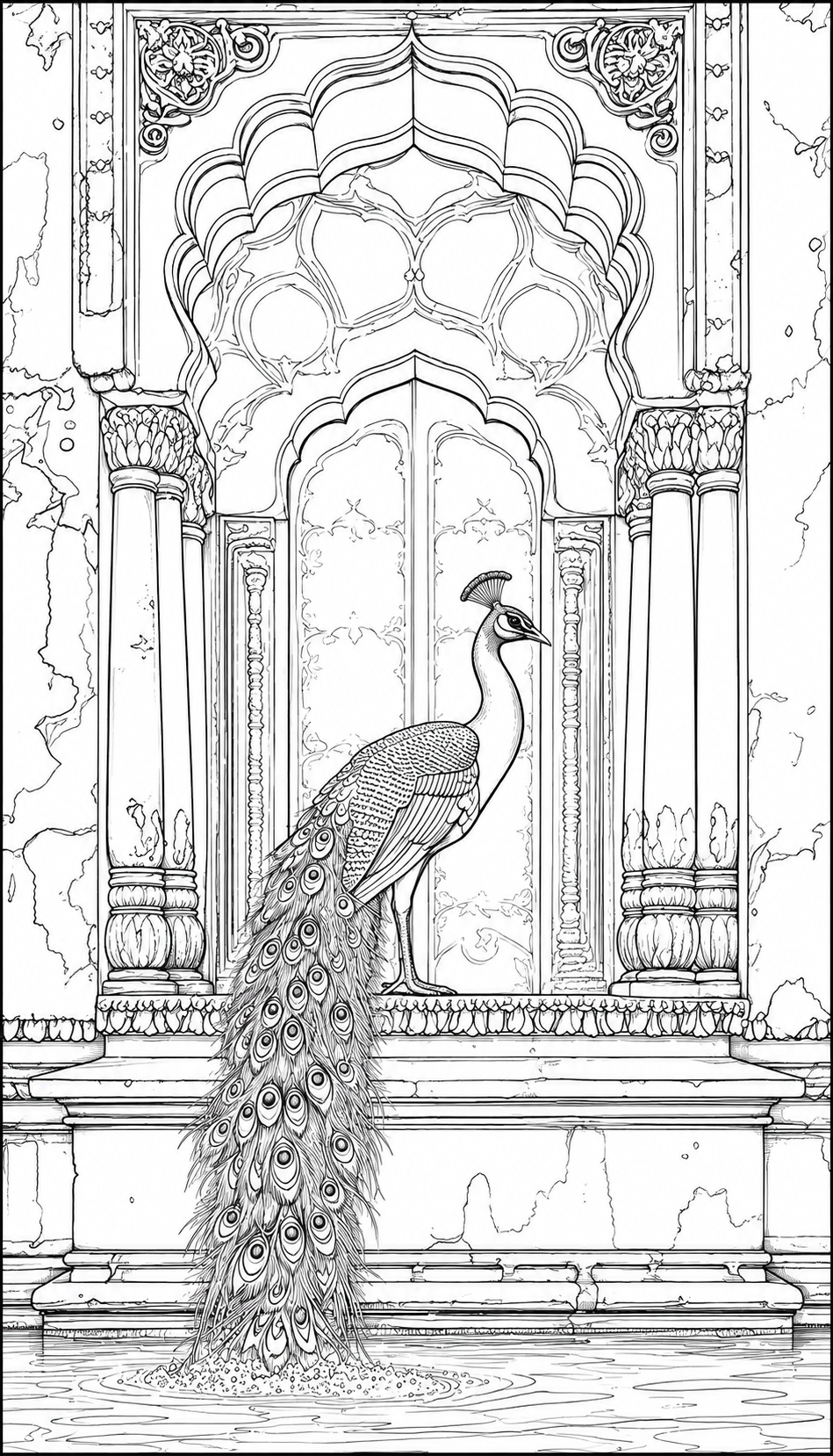 Peacock Canvas Painting Sketch ONLY