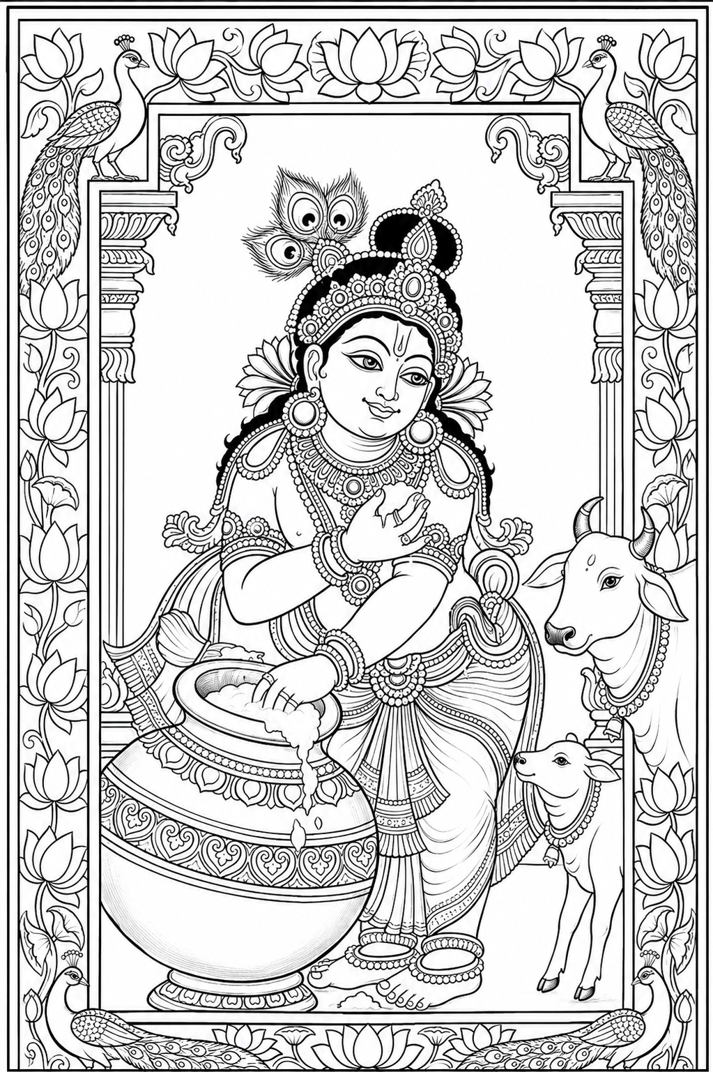 Krishna Canvas Painting Sketch ONLY