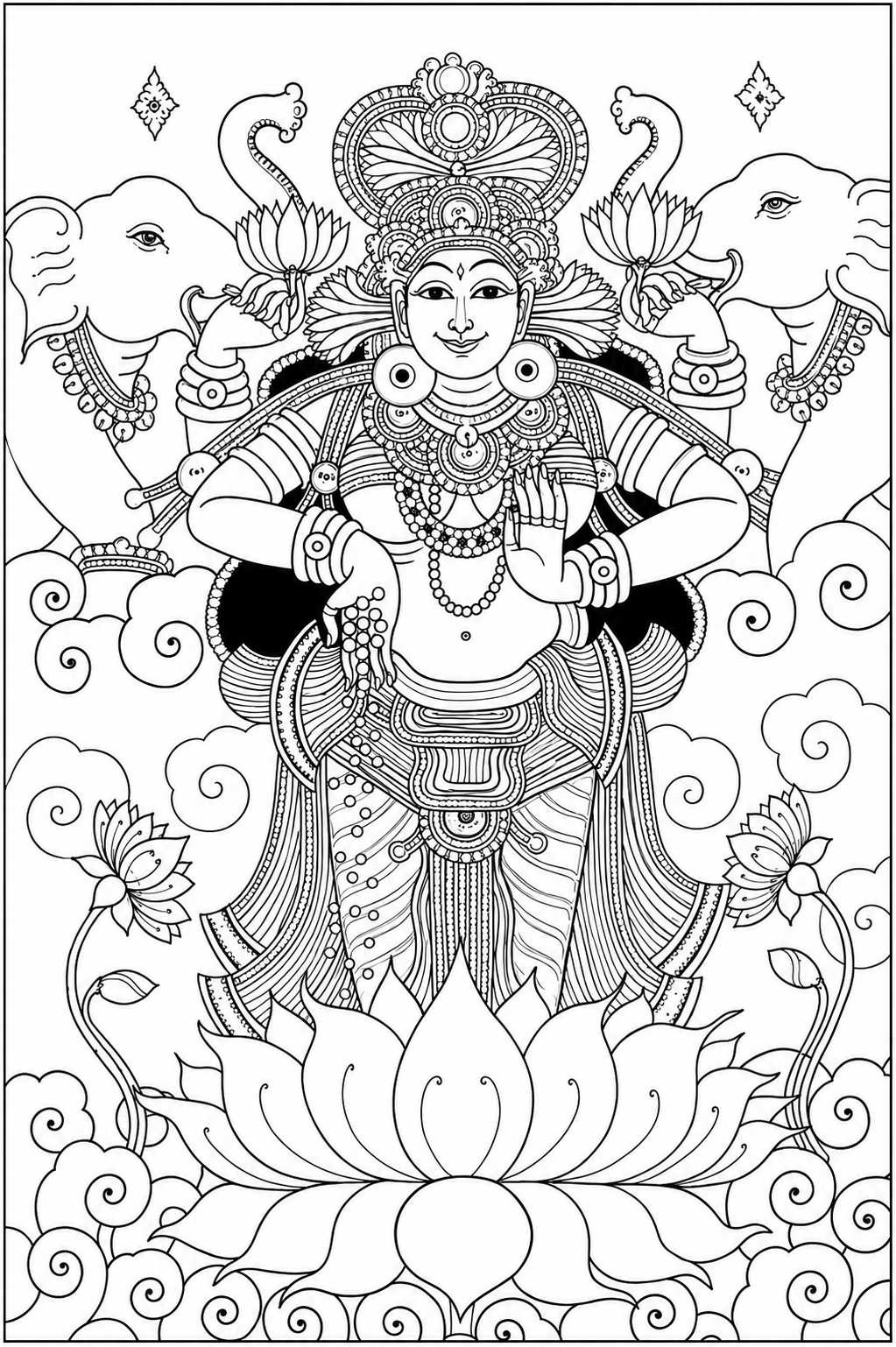 Goddess Lakshmi Canvas Painting Sketch ONLY