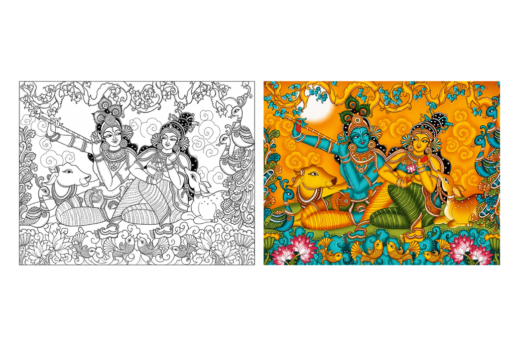 Radha Krishna in Vrindavan Canvas Painting Kit