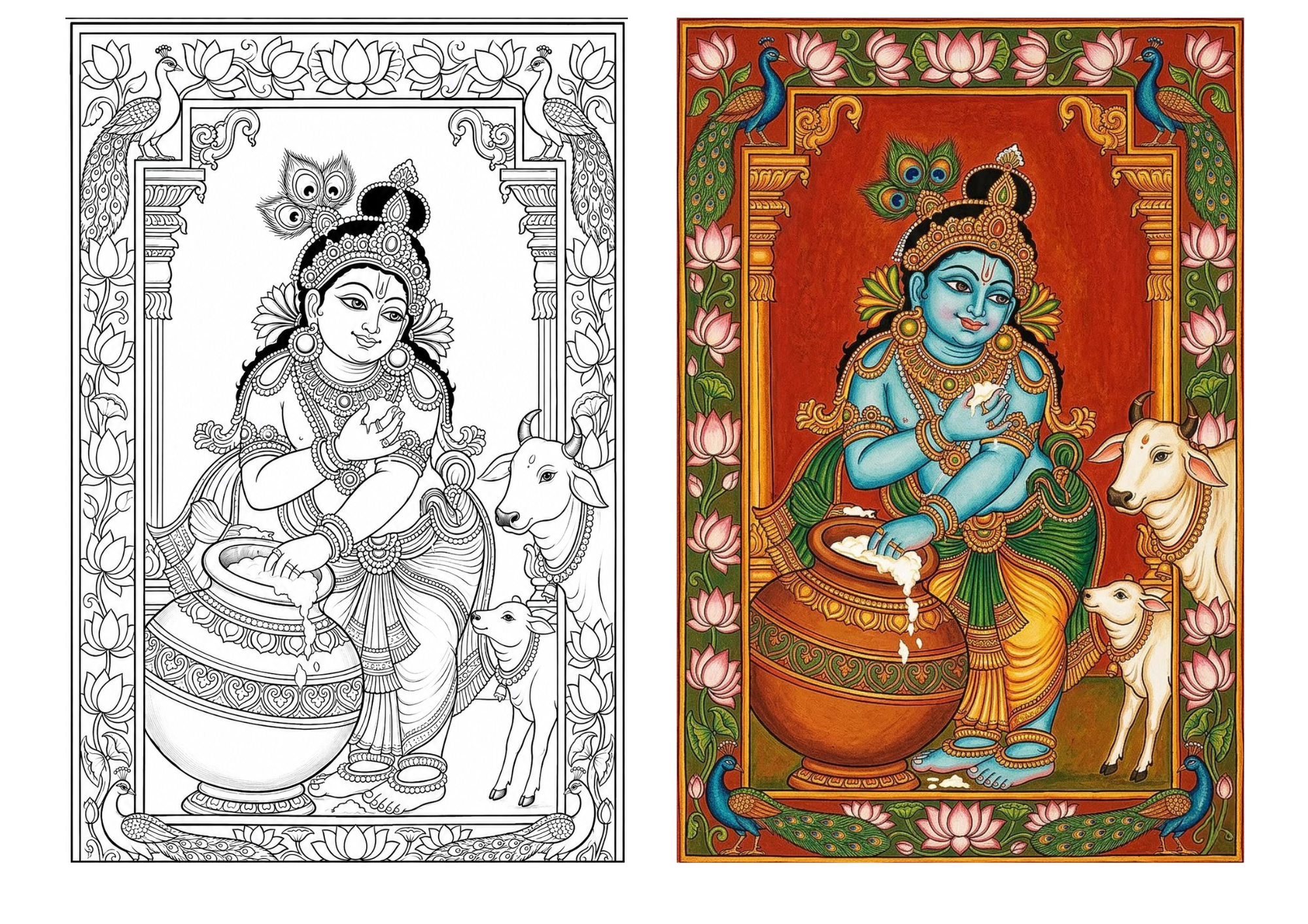 Krishna Canvas Painting Sketch ONLY