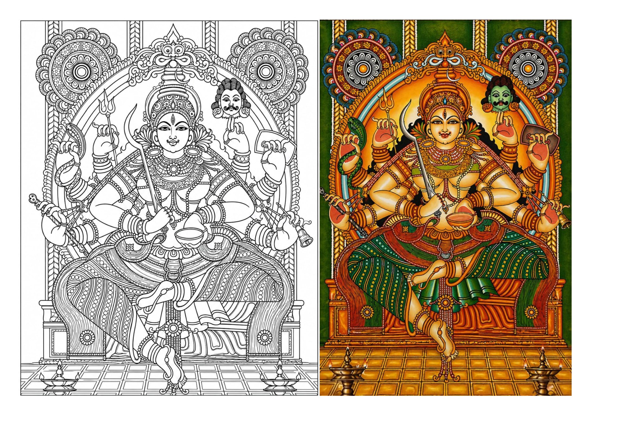 Kali Devi Canvas Painting Sketch ONLY