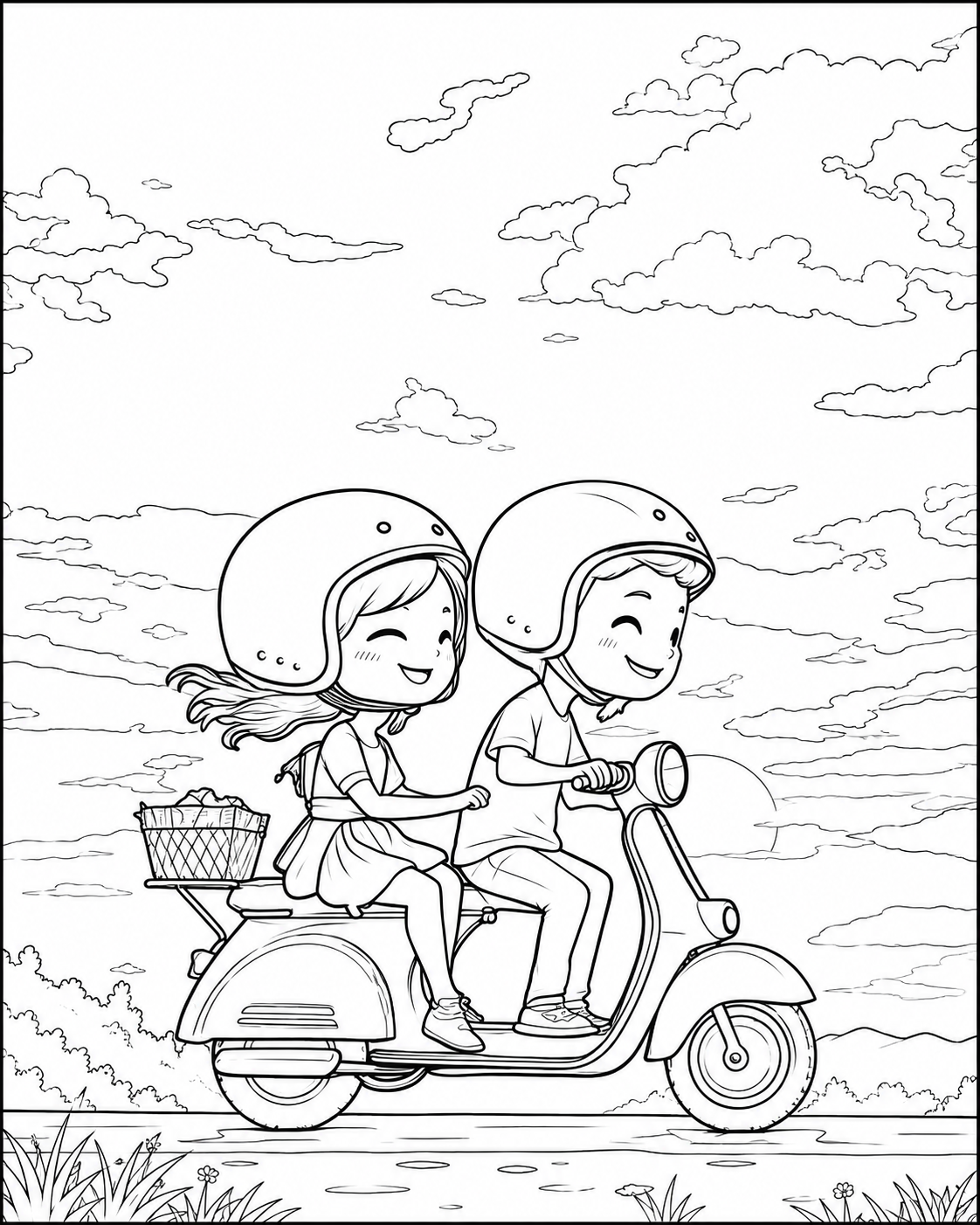 Brother Sister Bonding Canvas Painting Sketch ONLY
