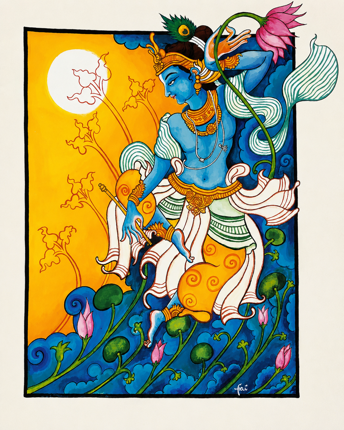 Aalola Krishna Canvas Painting Sketch ONLY