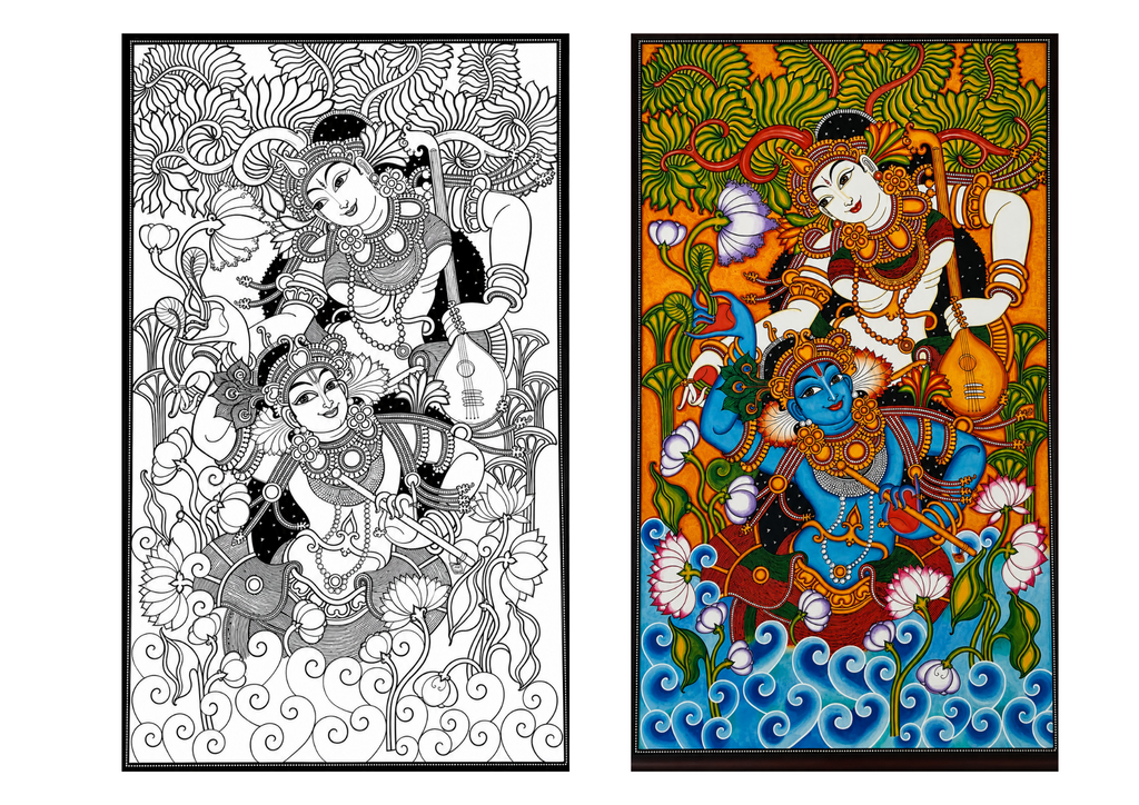 Krishna Radha Mural Canvas Painting Kit