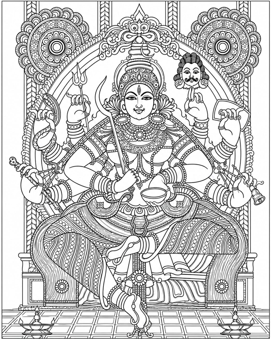Kali Devi Canvas Painting Sketch ONLY