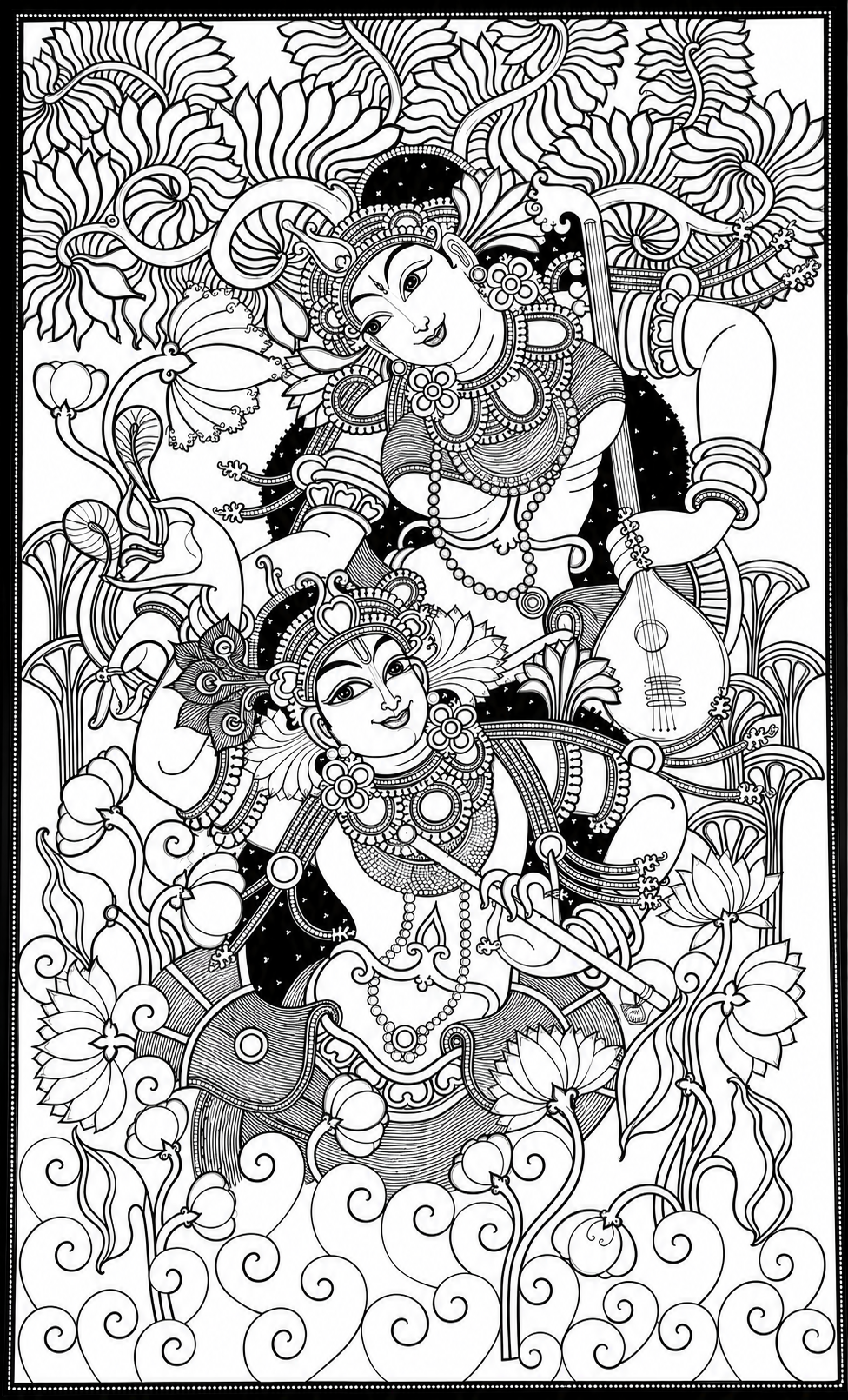 Krishna Radha Mural Canvas Painting Kit